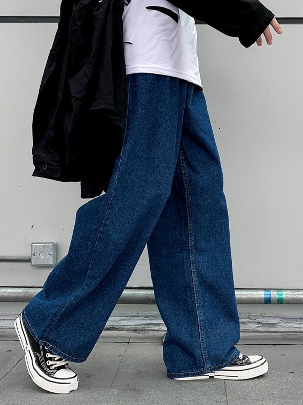 Jeans rectos clásicos lavados para hombre-1