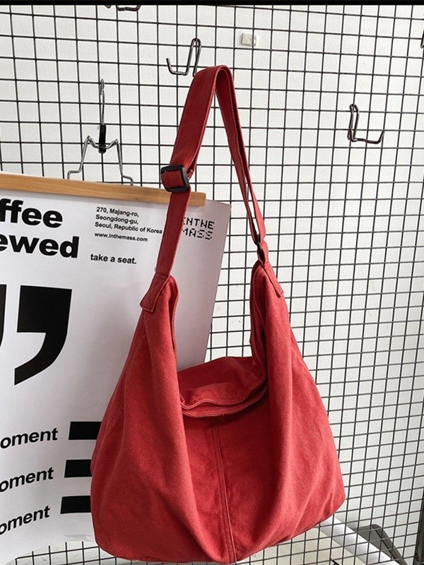 Bolso de hombro grande de lona lavada-5