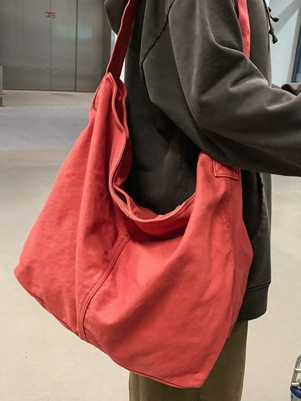 Bolso de hombro grande de lona lavada-2